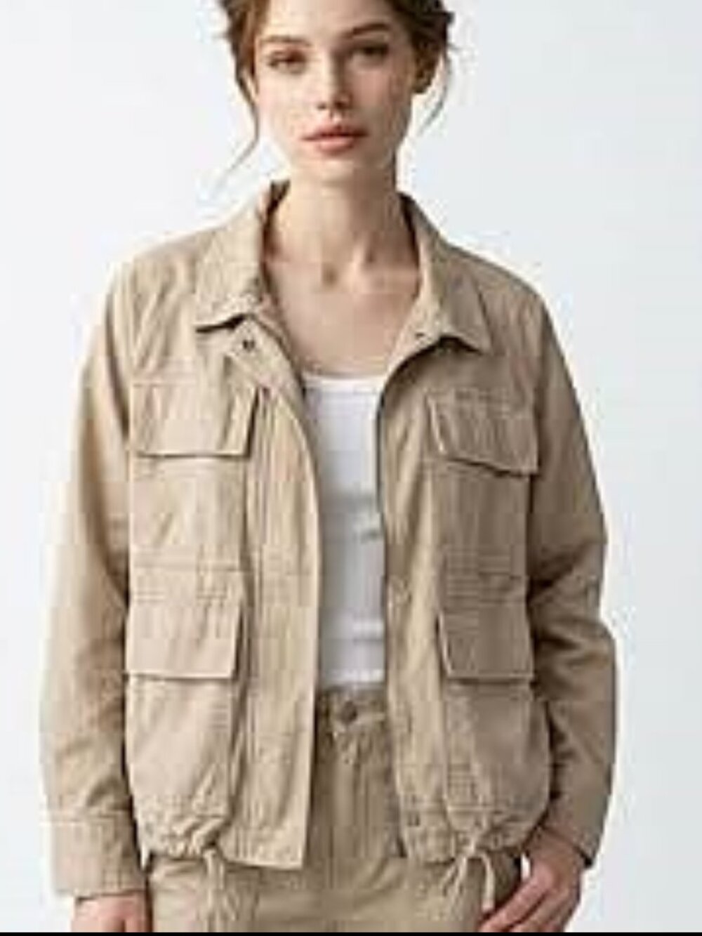NEW Kensie Utility Jacket Size S Tan Denim Oversized Full Zip Pockets NWT